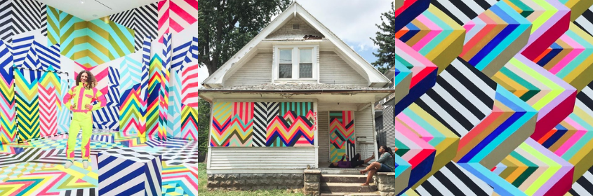 Natalie Lanese chevron geometric installations and murals